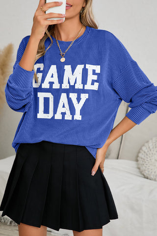 Corded Game Day Graphic Long Sleeve Top