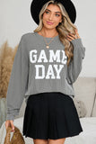 Corded Game Day Graphic Long Sleeve Top