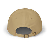 Adjustable fabric strap and antique brass buckle on the back of the It’s Gameday cap