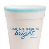 Peppermint Rim Cup (Blue Rim) — Limited Edition Holiday Styrofoam Cup | “Making Spirits Bright” | Pre-Rimmed Party Cup
