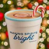 Peppermint Rim Cup (Blue Rim) — Limited Edition Holiday Styrofoam Cup | “Making Spirits Bright” | Pre-Rimmed Party Cup