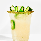 Cold drink in a Rita Rims cup with the flavored spicy jalapeno rim already applied