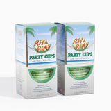 Two boxes of Rita Rims Party Cups with Salt & Lime Rims on a white background