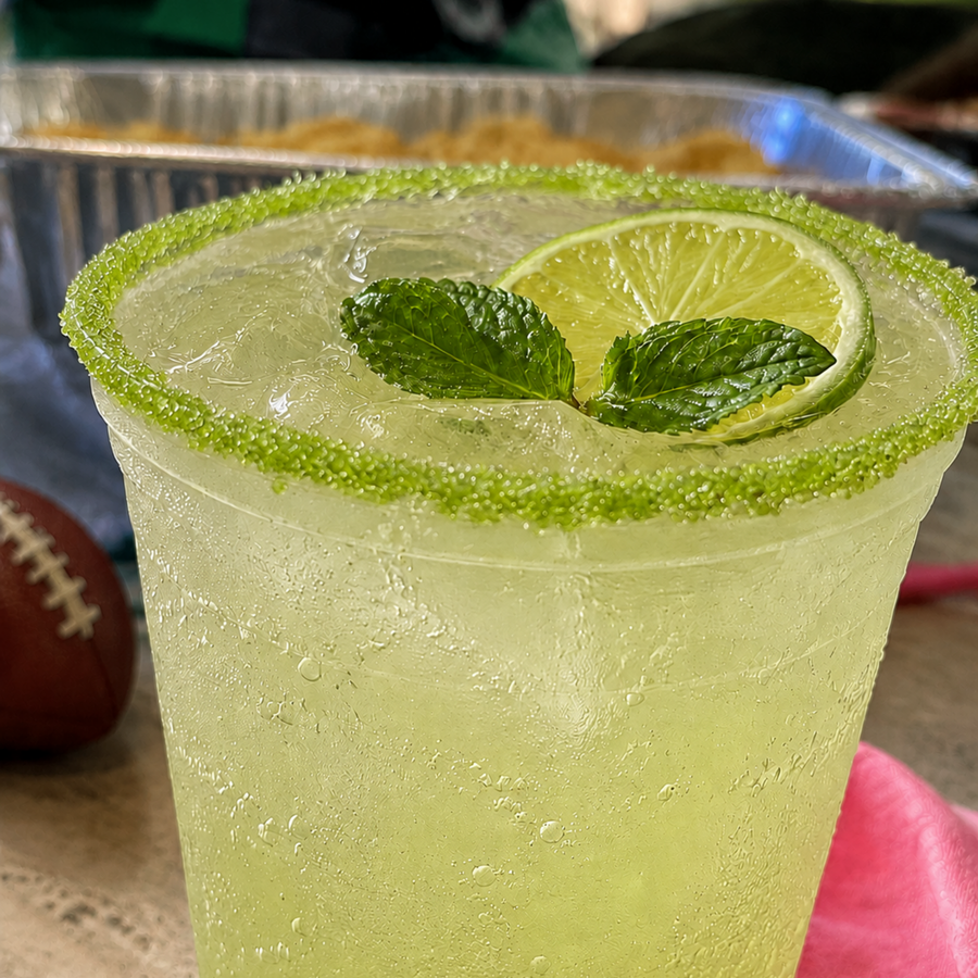 Lime mocktail with a flavored rim