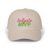 Tailgate MVP embroidered cotton cap with pink and green lettering