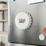 Tailgate MVP magnetic bottle opener stored on a refrigerator
